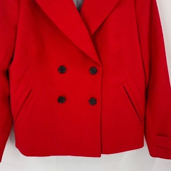 Talbots Women's Petite Notch Lapel Double Breasted Red Blazer Jacket Size 14P‎ - Picture 5 of 11